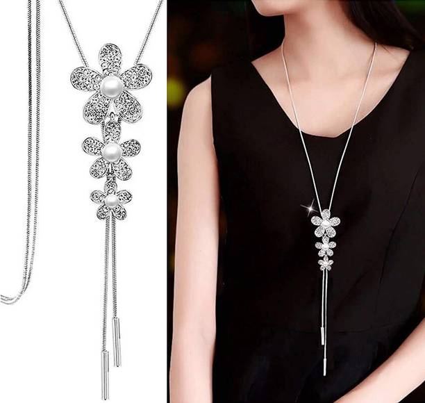 Silver Necklaces At Best S In Shining Diva Stylish Pendants Crystal Necklace