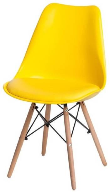 Finch Fox Eames Replica Nordan DSW Stylish & Modern Furniture Plastic Chairs with Cushion for Cafeteria Seating/Dining Chair/Side Chair/Kitchen/Restaurants/Hotels (Yellow Color) Plastic Dining Chair