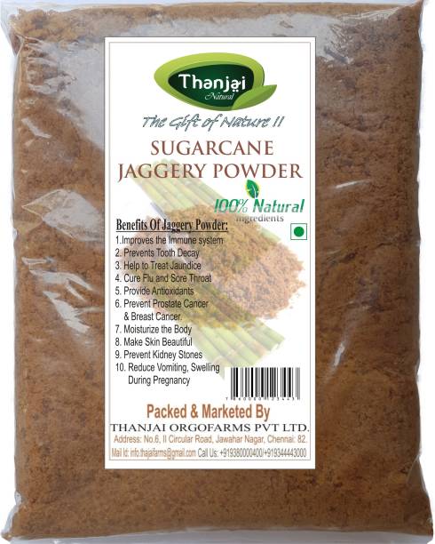 THANJAI NATURAL Organic Sugarcane Jaggery Powder 2000g Pure Traditional Method Made 100% Natural Powder Jaggery