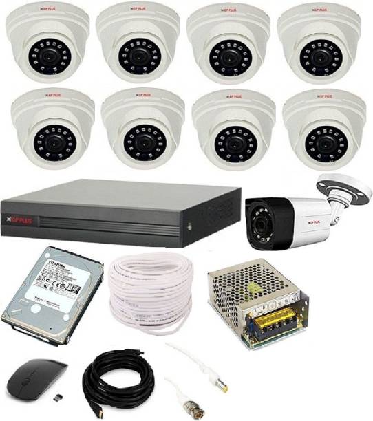 CP PLUS cp plus 8 dome camera, 1 bullet camera cctv camera, 16 channel dvr and 16 channel power supply 2 tb hard disk with 90mtr wire bundle, wireless mouse, hdmi wire and all accessories 2.4mp Security Camera