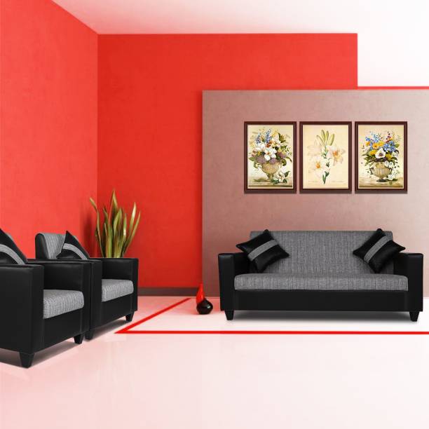 Flipkart Perfect Homes Crete Leatherette and Fabric 3 + 1 + 1 Sofa Set