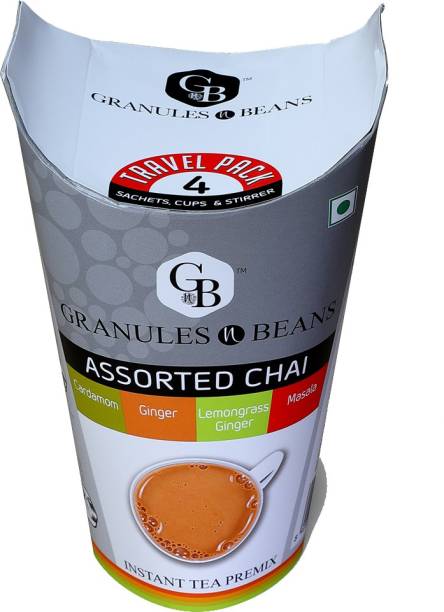 Granules and Beans Travel Pack Instant Tea Premix - (8 Pack X 32 Sachets=500 GM) Assorted Instant Tea Box