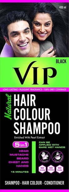 VIP NATURAL HAIR COLOUR SHAMPOO 400 ML , Black