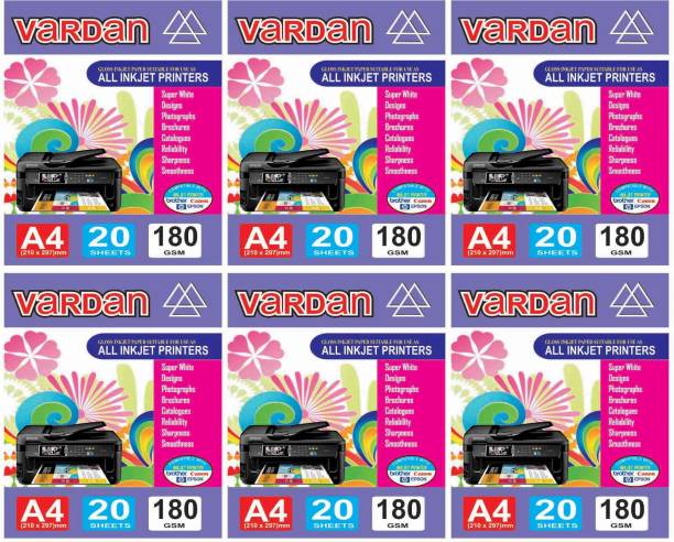 Vardan Pack of 6pkt unruled A4 180 gsm Printer Paper