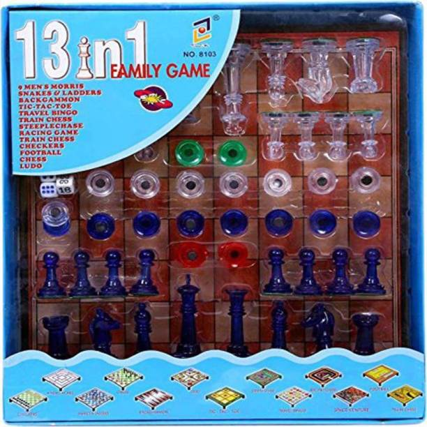 Rio 13 in 1 Game Magnetic Ludo Chess Snake and Ladders Set Game Board Game Strategy & War Games Board Game