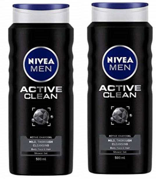 NIVEA Active Clean Shower Gel For men 500ml Each (Pack of 2)