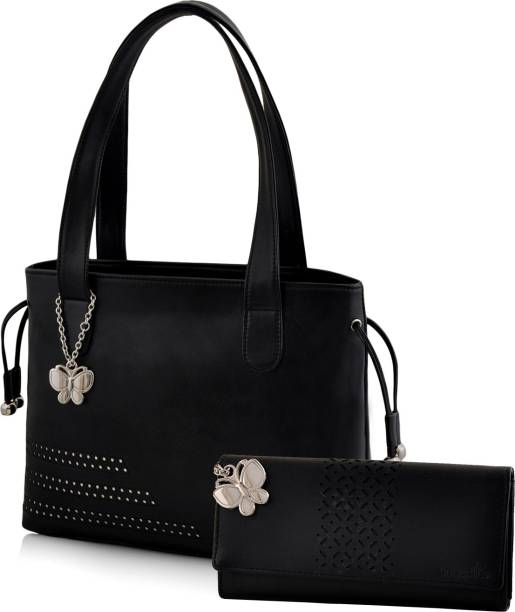 Women Black Hand-held Bag - Extra Spacious Price in India