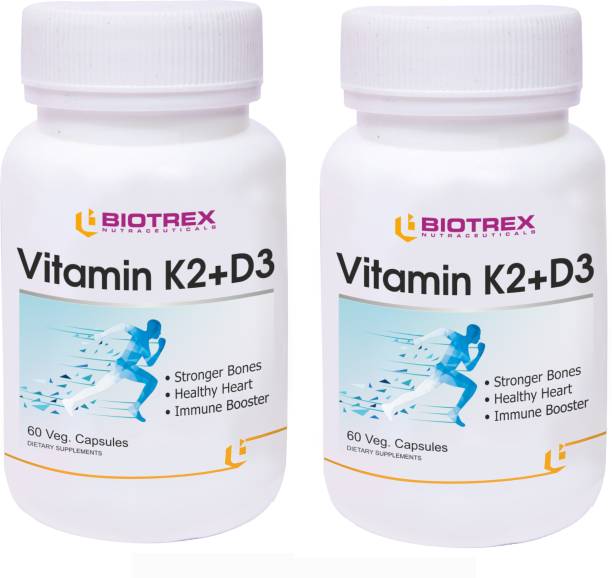 BIOTREX NUTRACEUTICALS Vitamin K2+D3 - 60 Veg Capsule, Pack Of 2