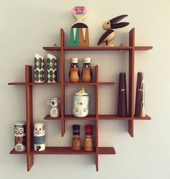 OnlineCraft ch2400 wooden wall shelf 8 plus ( brown ) Wooden Wall Shelf