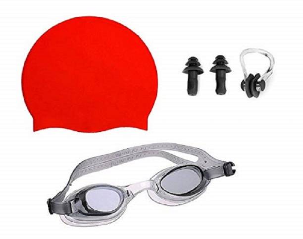 ArrowMax HIGH Quality Goggles Silicone Cap 1 Nose Clip + 2 Ear Plugs Swimming Kit Swimming Kit