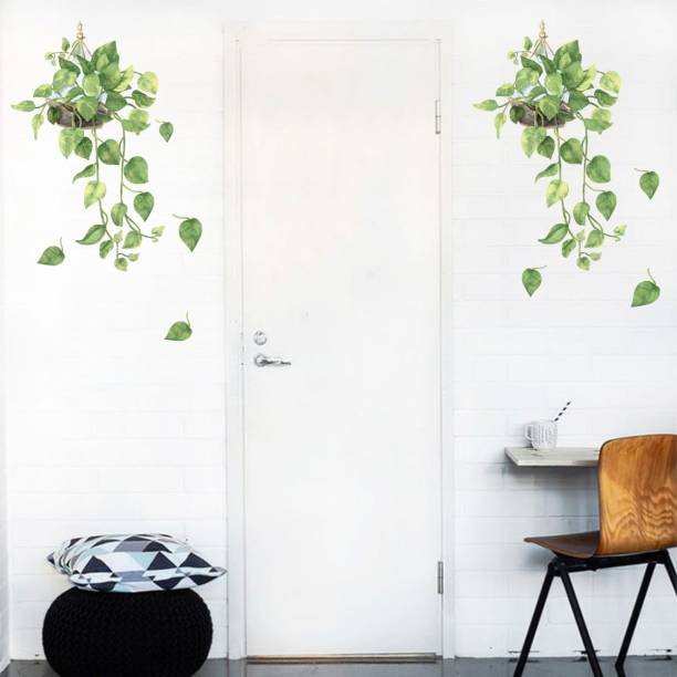 Flipkart SmartBuy Wall Decals ' Hanging Pot With Money Plant ' Wall Stickers Large Self Adhesive Sticker