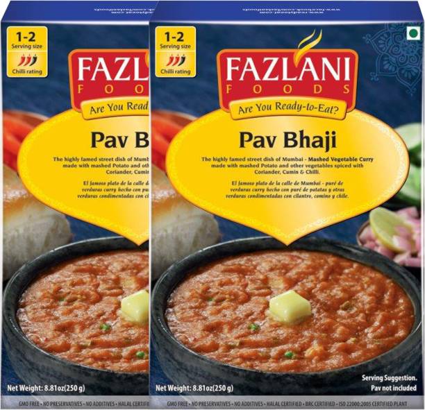 FAZLANI FOODS Ready to Eat Pav Bhaji , (Pack of 2, 250 gm each) 500 g
