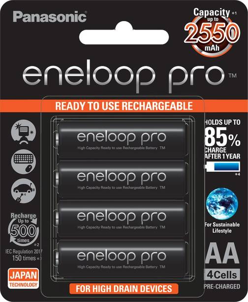 Panasonic eneloop Pro AA Ni-MH Rechargeable  with 2550 mAh capacity - BK-3HCCE/4BN  Battery