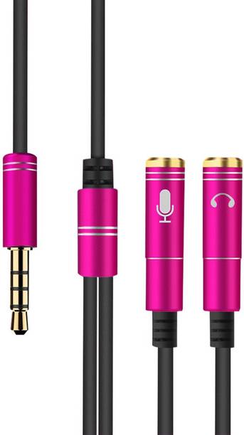 Top Headset Y Adapter cheap price 5stars Flipkart in India 26 GVAAS Rose Red Metal 3.5mm Stereo Audio Y Splitter Cable Phone Converter