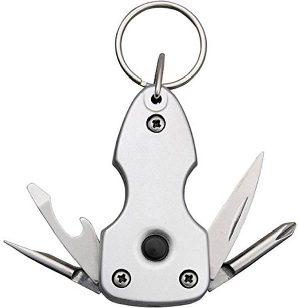 Flipkart SmartBuy Silver Military Keychain with Torch, Screwdriver, Knife & Bottle Opener Key Chain