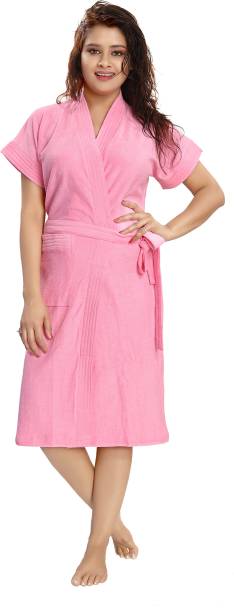 Ayesha enterprises Pink Free Size Bath Robe