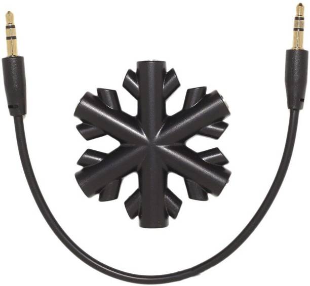 Top Headset Y Adapter cheap price 5stars Flipkart in India 34 GVAAS Black Snow Shape 5/6 Way Headphone Y Splitter Phone Converter