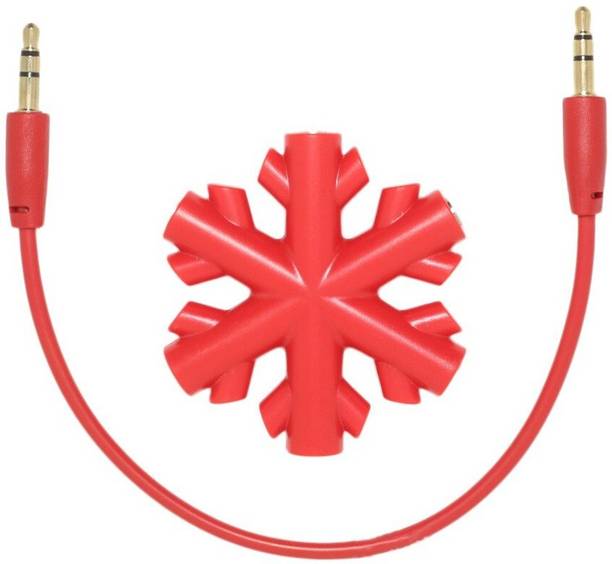 Top Headset Y Adapter cheap price 5stars Flipkart in India 24 GVAAS Red Snow Shape 5/6 Way Headphone Y Splitter Phone Converter