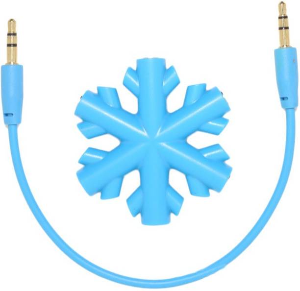 Top Headset Y Adapter cheap price 5stars Flipkart in India 25 GVAAS Blue Snow Shape 5/6 Way Headphone Y Splitter Phone Converter