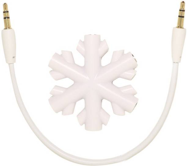 Top Headset Y Adapter cheap price 5stars Flipkart in India 23 GVAAS White Snow Shape 5/6 Way Headphone Y Splitter Phone Converter