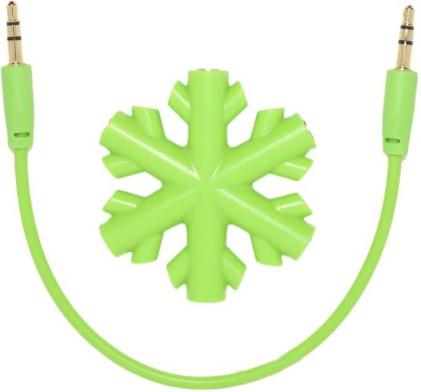 Top Headset Y Adapter cheap price 5stars Flipkart in India 22 GVAAS Green Snow Shape 5/6 Way Headphone Y Splitter Phone Converter