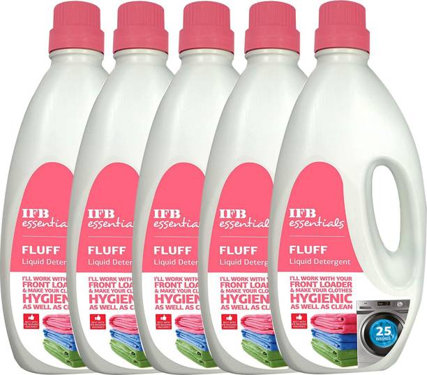 FLUFF Front Load Fabric Liquid Detergent -5 X 1L (Pack of 5) Floral Liquid Detergent