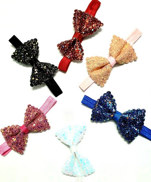 ANNA CREATIONS baby multi-coloured baby girl hairband headbands glitter elastic bow Head Band