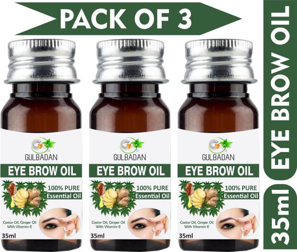 GULBADAN 100% Pure Eyebrow & Eyelash Growth Oil (Pack of 3) 105 ml