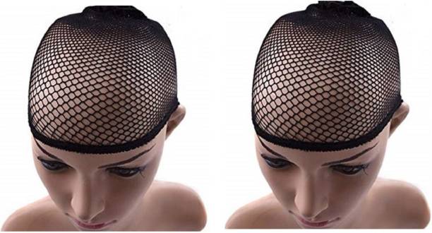 Paradise Flexible Breathable Free-size Hair Mesh Net Cap for Wig Black (2 pcs) Rubber Band