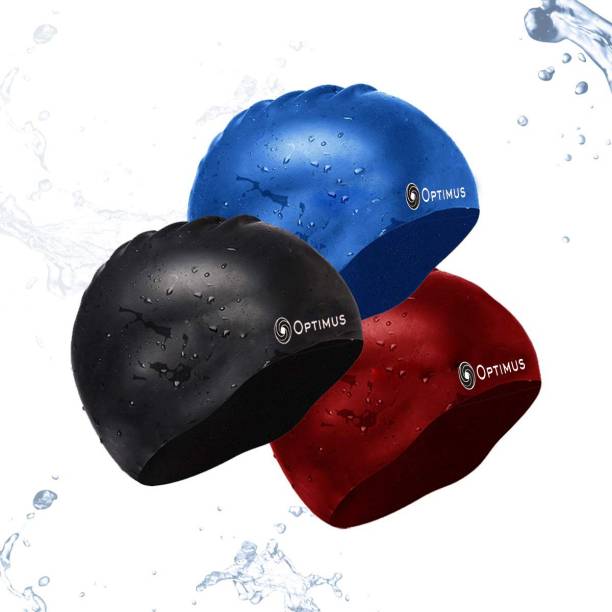 Optimus ÃÂ® Combo of 3 Unisex Swimming Non-Slip Highly Durable Silicon Cap Swimming Cap