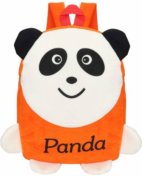 Lychee Bags Velvet Kids School/Nursery/Picnic/Carry/Travelling Bag - 2 to 5 Age (Orange Panda) 10 L Backpack
