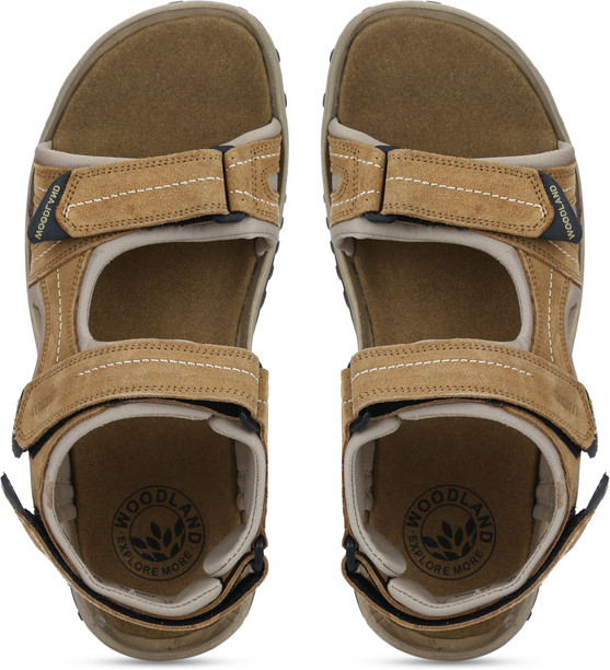 woodland men's khaki leather sandals and floaters