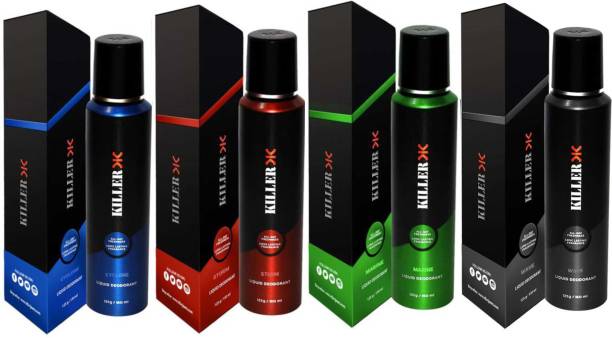 KILLER Cyclone, Storm, Marine, Wave (150ml Each) Deodorant Spray  -  For Men & Women