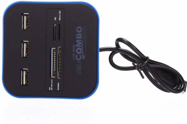 SWAPKART All in One USB Hub Combo 3 USB ports and all in one card reader, USB 2.0, for Pen drives / Cameras / Mobiles / PC / Laptop / Notebook / Tablet, Docking station, MS/MS pro Duo/SD/MMC/M2/Micro SD support USB Adapter