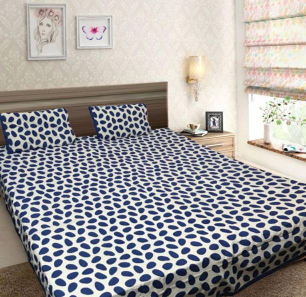 Craferia Export 144 TC Cotton Double Printed Fitted & Flat Bedsheet