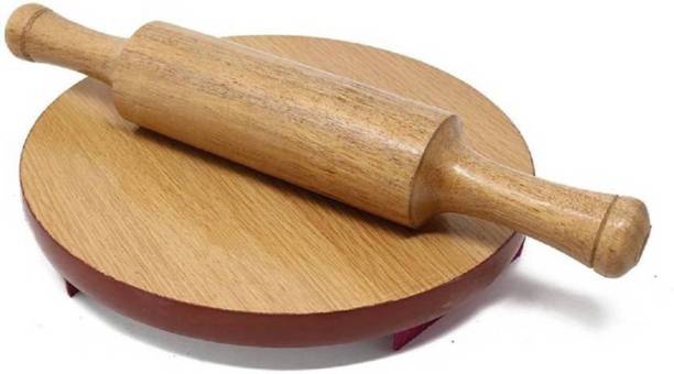 Ispata Wooden Chakla Belen Rolling Board Stand Chapati and Roti Maker Rolling Pin & Board