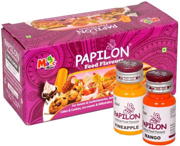 PAPILON Set of 10 Flavouring Emulsions 20ml x 10 bottles Mixed Fruit Liquid Food Essence