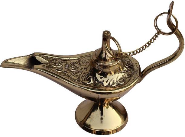 Robin Export Company Aladdin Genie Golden Brass Magic Lamp Aladdin Chirag Brass Table Diya