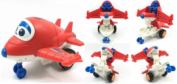 JAYNIL ENTERPRISE Pull Back Transformer Durable Plane Robot Toy for Kids