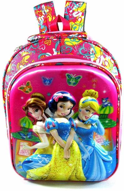 Priceless Deals Kid's up to 5th Class Polyester 5D Embossed Disney Princess School Bag Waterproof School Bag