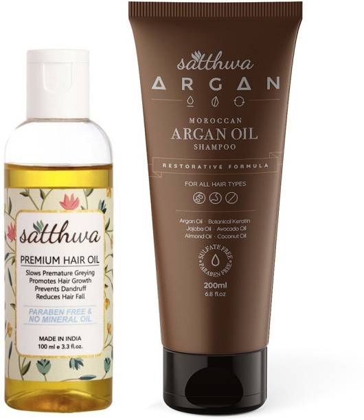 Satthwa Premium Hair Oil Plus Argan Oil Shampoo Combo