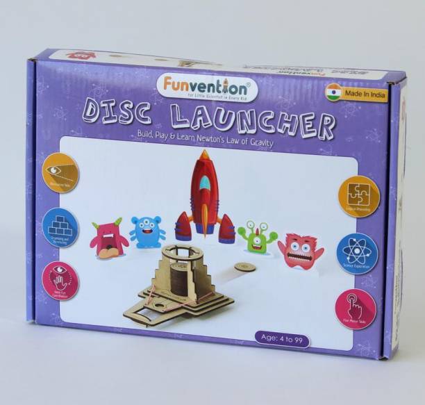 FUNVENTION Disc Launcher DIY Science Educational Toy, STEM Learning Kit, DIY Toy