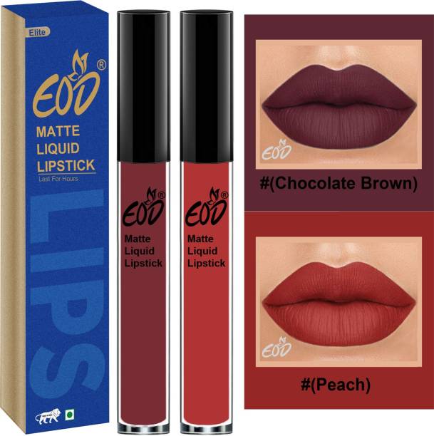 EOD Elite Collection Long Lasting Waterproof 100% Vegan Made in India Matte Liquid Lipstick Combo of 2 Lip Gloss Set no 146