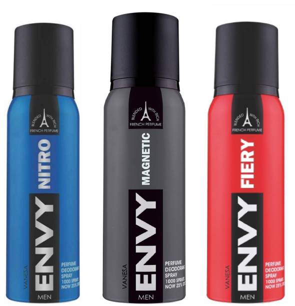 ENVY Fiery, Nitro and Magnetic Perfume Deodorant Spray 120ML Each (Pack of 3) Deodorant Spray  -  For Men & Women