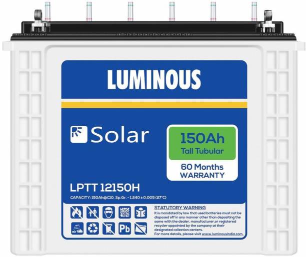 LUMINOUS LPTT12150H 150Ah Solar Tall Tubular Battery (60Months) Tubular Inverter Battery
