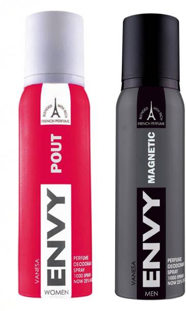 ENVY Pout and Magnetic Perfume Deodorant Spray 120ML Each (Pack of 2) Deodorant Spray  -  For Men & Women