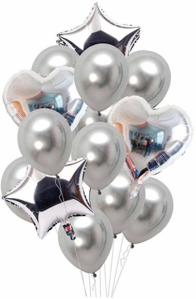Smartcraft Solid Balloon Bouquet (Pack of 13) -Silver, Balloons Party Decoration Balloon Balloon