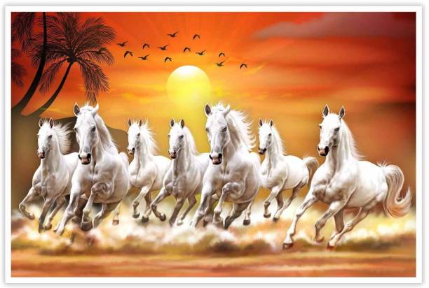 Seven Horse Running At Sunrise Paper Poster Paper Print