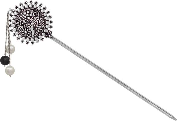 V L INTERNATIONAL Metallic Metal Handcrafted Oxidised Bun Hair Stick For Bun Stick