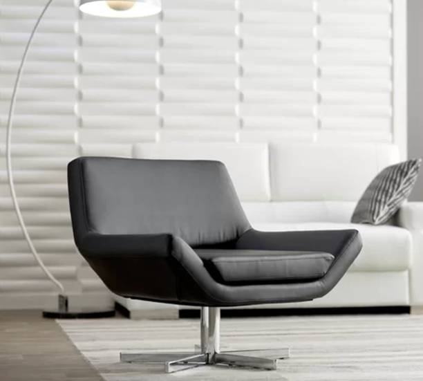 Lakdi - The Furniture Co. Fully Cushioned Swivel Lounge Chair Leatherette Living Room Chair